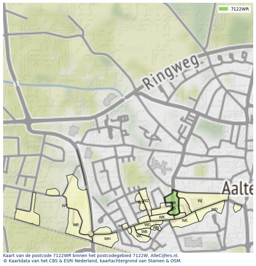 Afbeelding van het postcodegebied 7122 WR op de kaart.