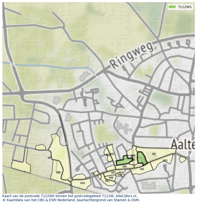 Afbeelding van het postcodegebied 7122 WS op de kaart.