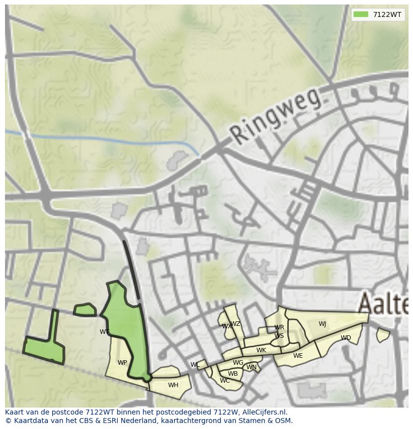 Afbeelding van het postcodegebied 7122 WT op de kaart.