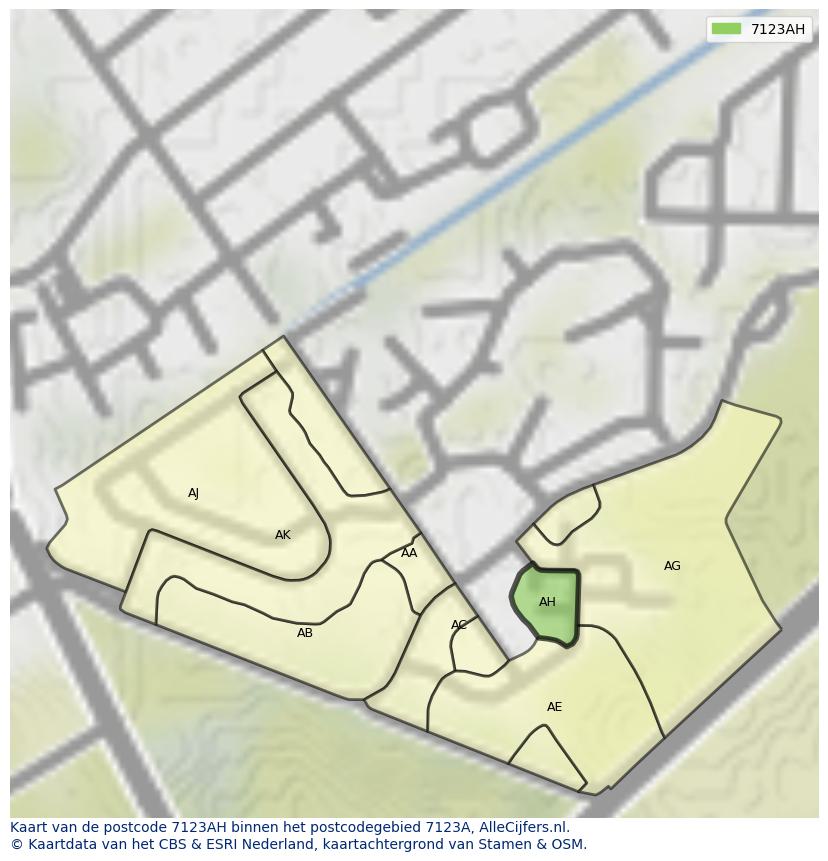 Afbeelding van het postcodegebied 7123 AH op de kaart.