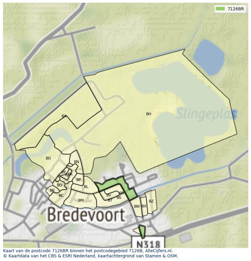 Afbeelding van het postcodegebied 7126 BR op de kaart.