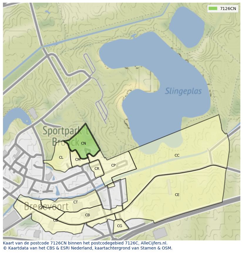 Afbeelding van het postcodegebied 7126 CN op de kaart.