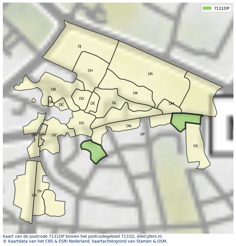 Afbeelding van het postcodegebied 7131 DP op de kaart.