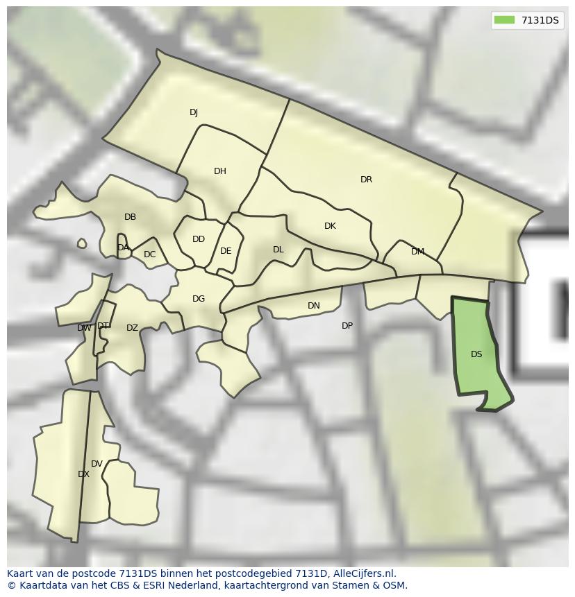 Afbeelding van het postcodegebied 7131 DS op de kaart.