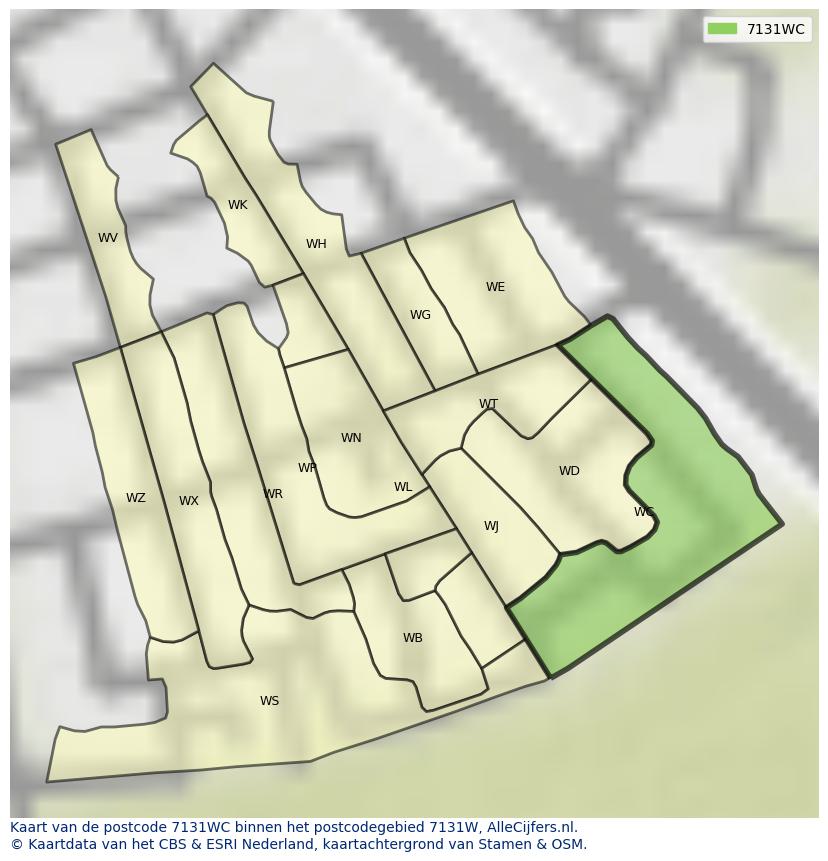 Afbeelding van het postcodegebied 7131 WC op de kaart.