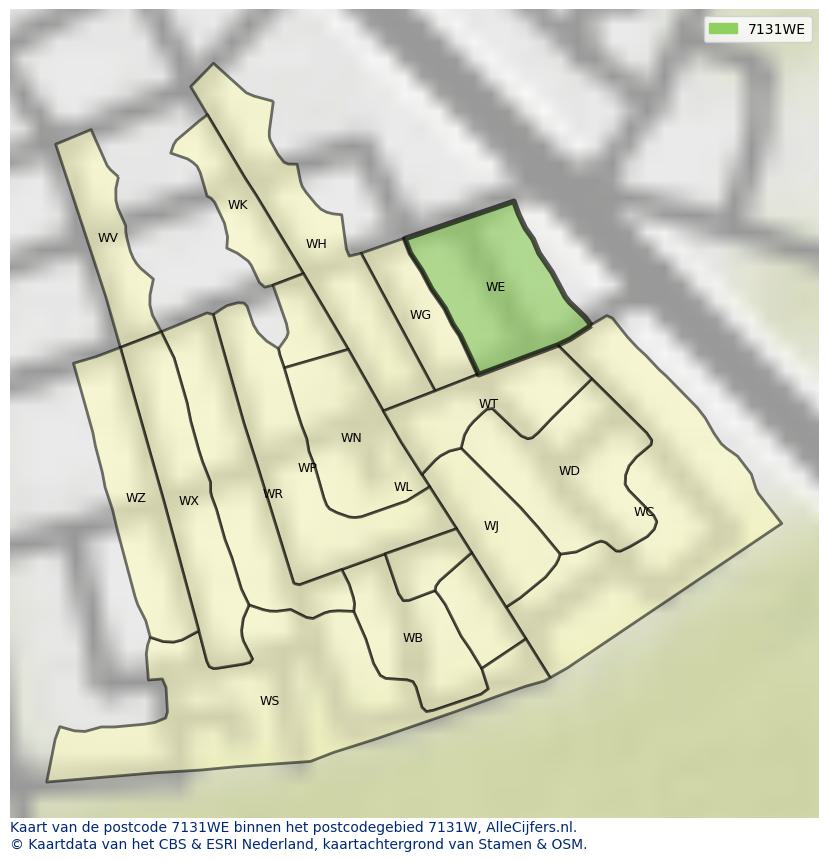 Afbeelding van het postcodegebied 7131 WE op de kaart.