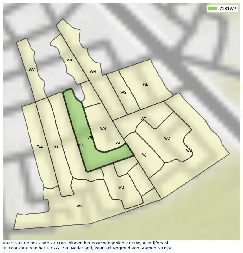 Afbeelding van het postcodegebied 7131 WP op de kaart.