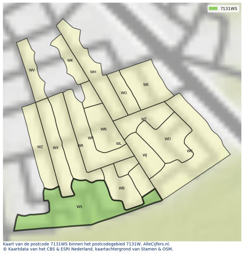 Afbeelding van het postcodegebied 7131 WS op de kaart.