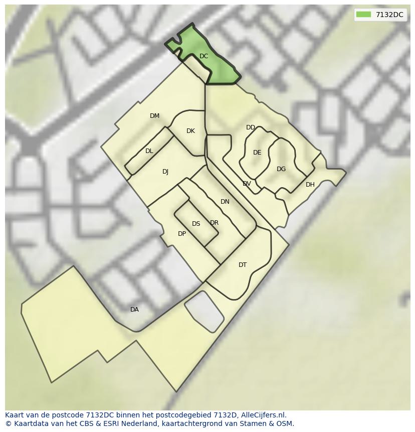 Afbeelding van het postcodegebied 7132 DC op de kaart.