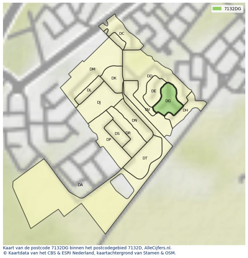 Afbeelding van het postcodegebied 7132 DG op de kaart.