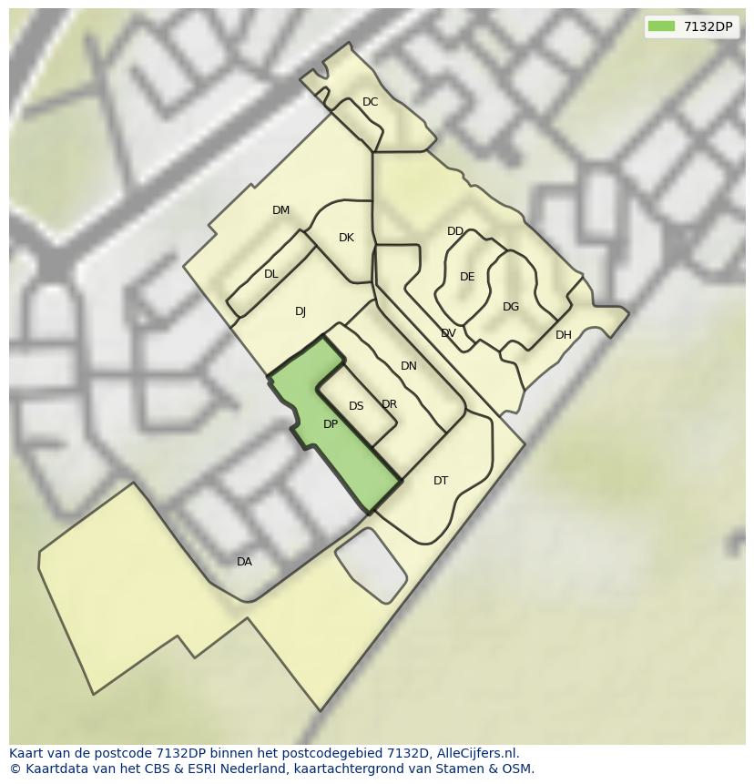 Afbeelding van het postcodegebied 7132 DP op de kaart.