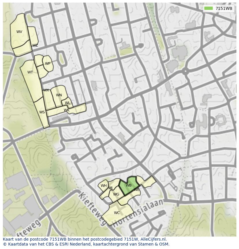 Afbeelding van het postcodegebied 7151 WB op de kaart.