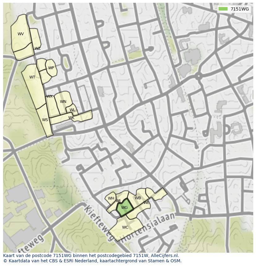 Afbeelding van het postcodegebied 7151 WG op de kaart.
