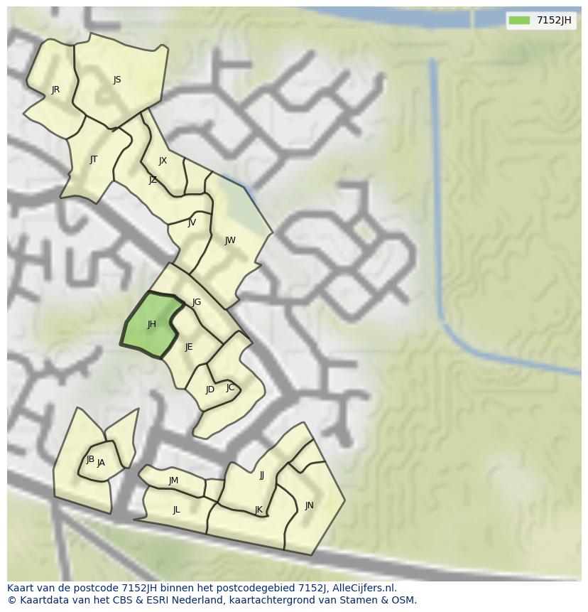 Afbeelding van het postcodegebied 7152 JH op de kaart.