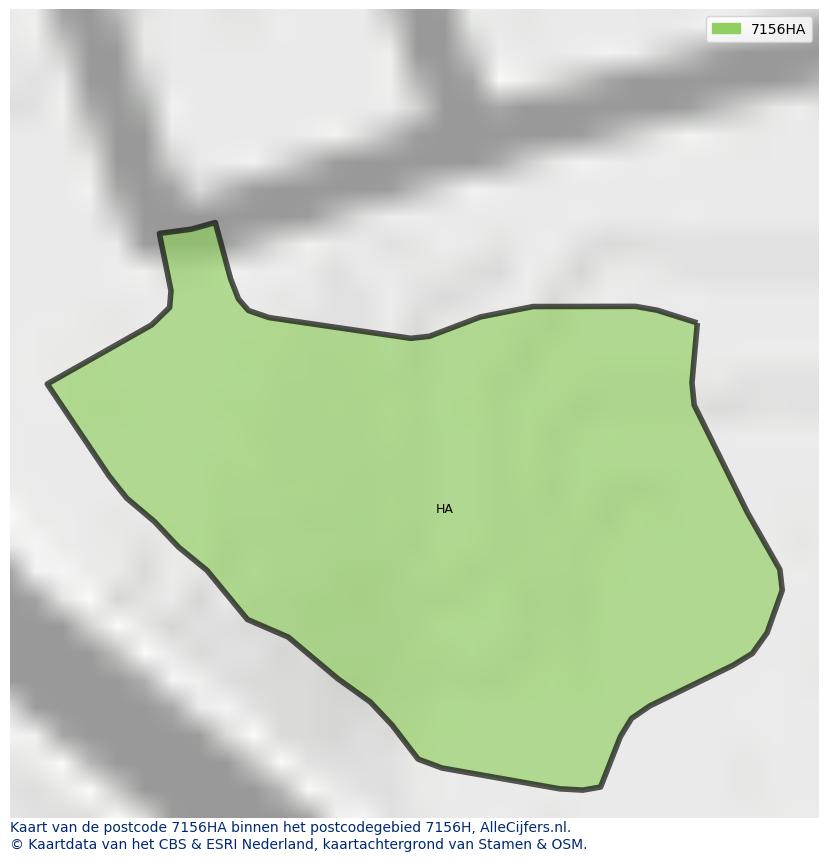 Afbeelding van het postcodegebied 7156 HA op de kaart.
