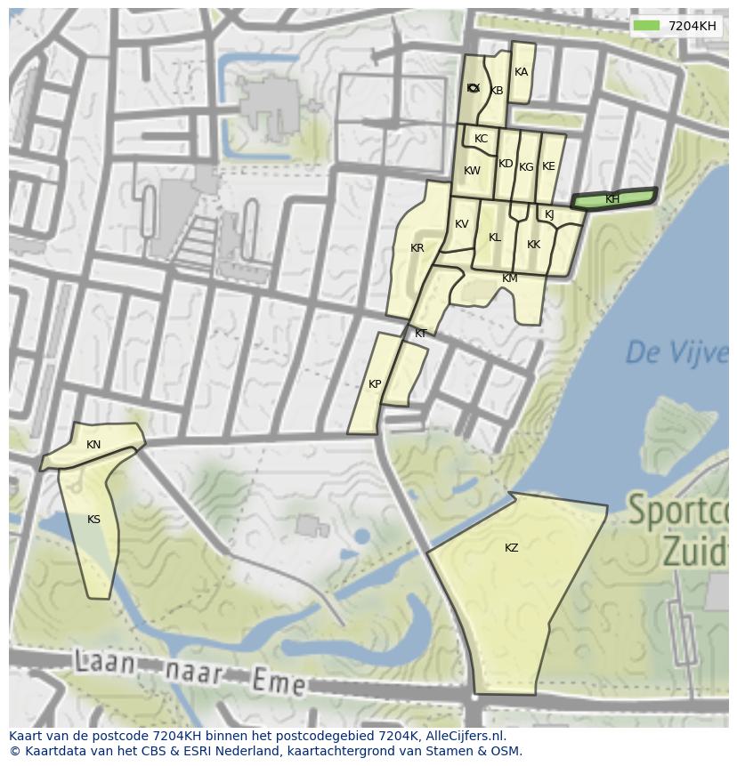 Afbeelding van het postcodegebied 7204 KH op de kaart.