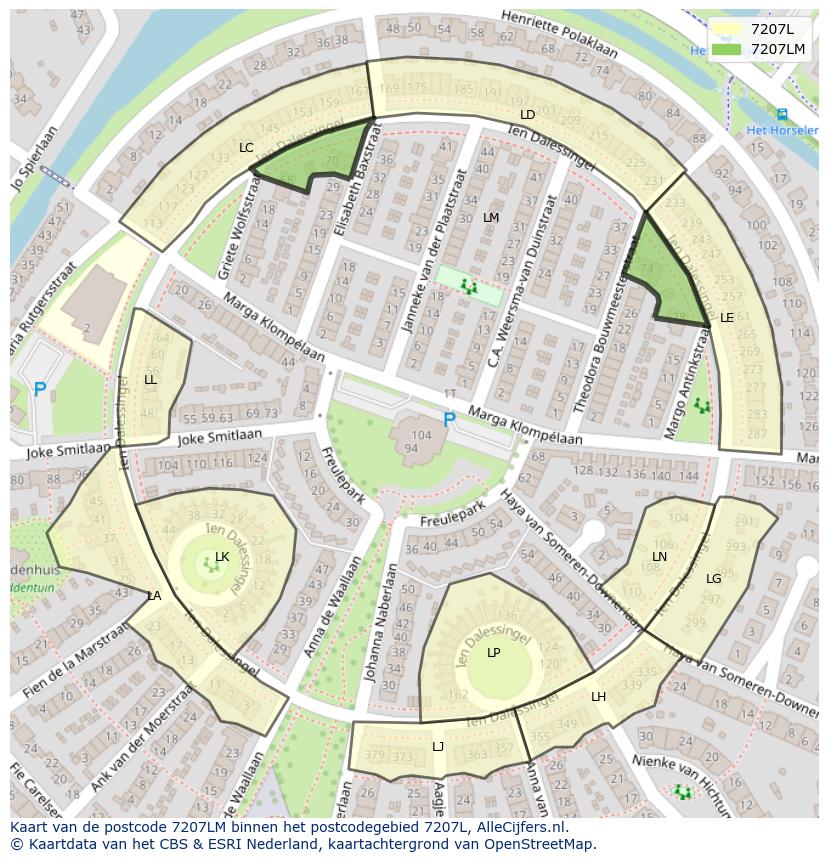 Afbeelding van het postcodegebied 7207 LM op de kaart.