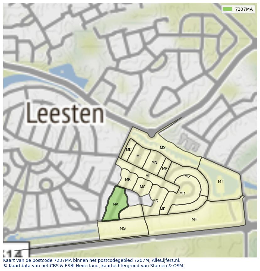 Afbeelding van het postcodegebied 7207 MA op de kaart.