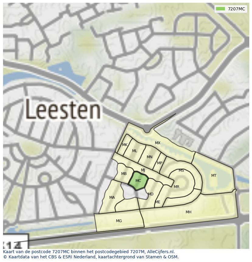 Afbeelding van het postcodegebied 7207 MC op de kaart.