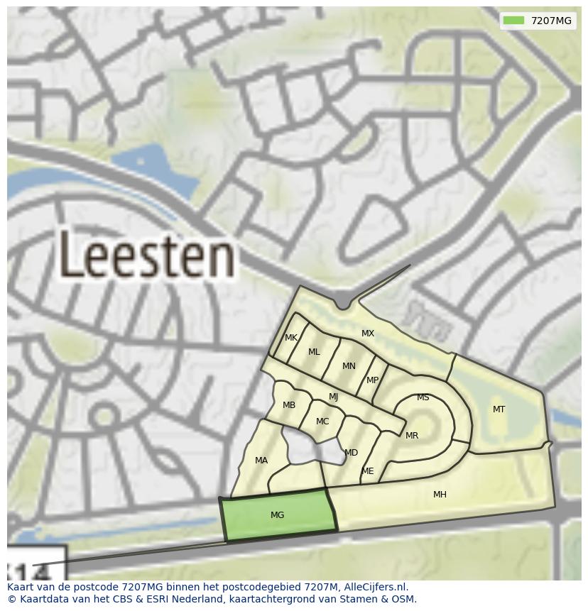 Afbeelding van het postcodegebied 7207 MG op de kaart.