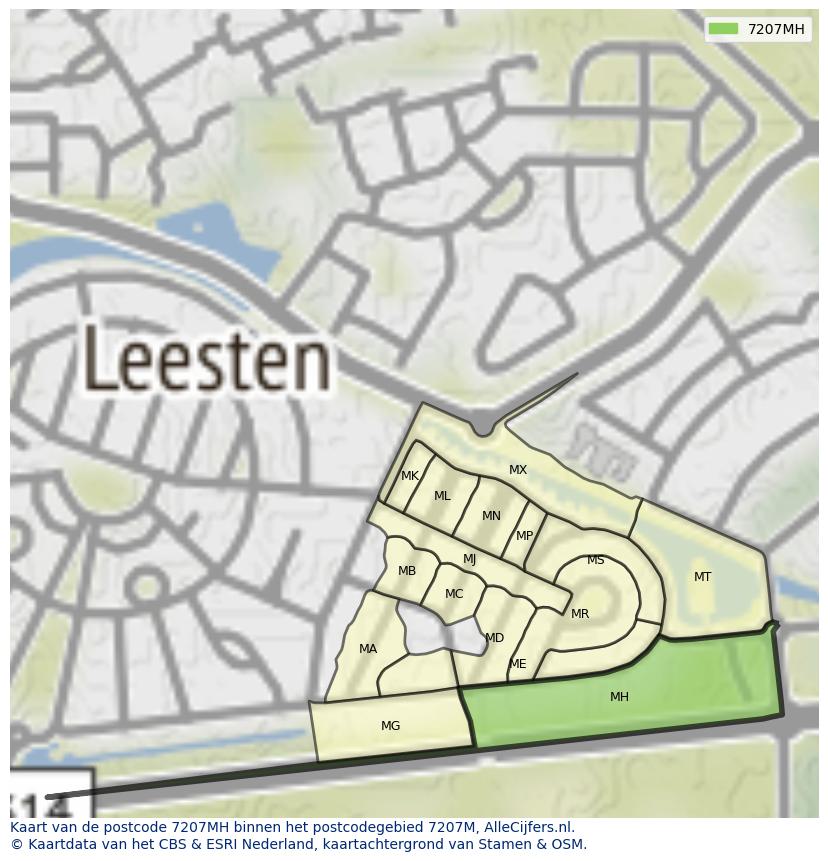Afbeelding van het postcodegebied 7207 MH op de kaart.