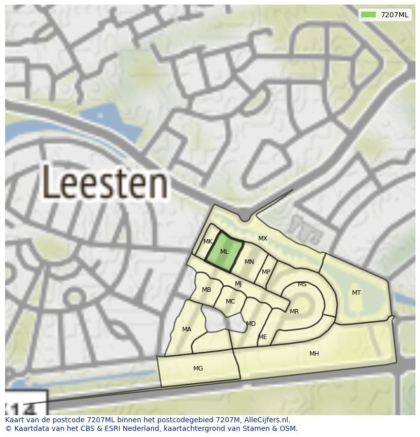 Afbeelding van het postcodegebied 7207 ML op de kaart.