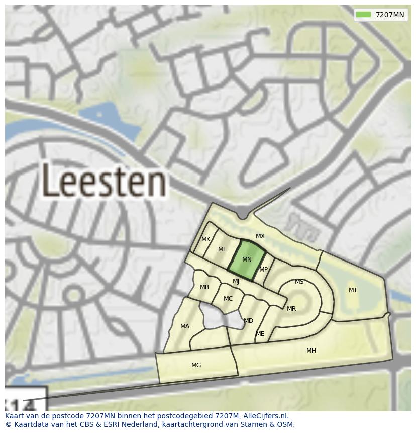 Afbeelding van het postcodegebied 7207 MN op de kaart.