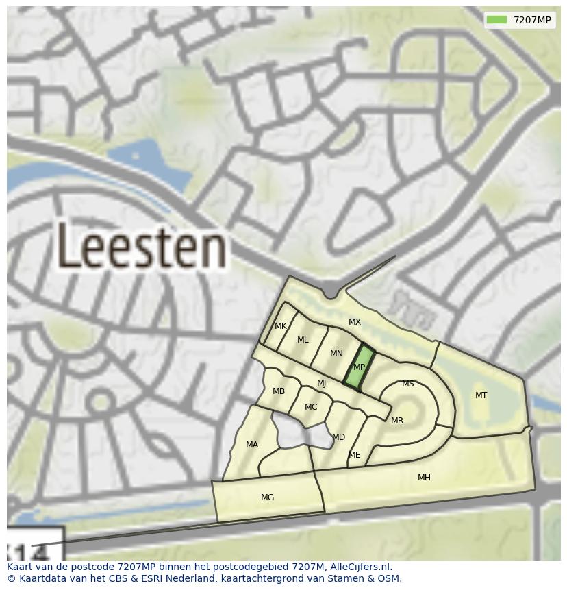 Afbeelding van het postcodegebied 7207 MP op de kaart.