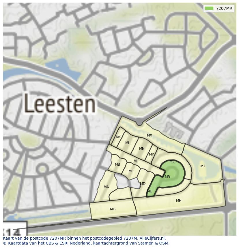 Afbeelding van het postcodegebied 7207 MR op de kaart.