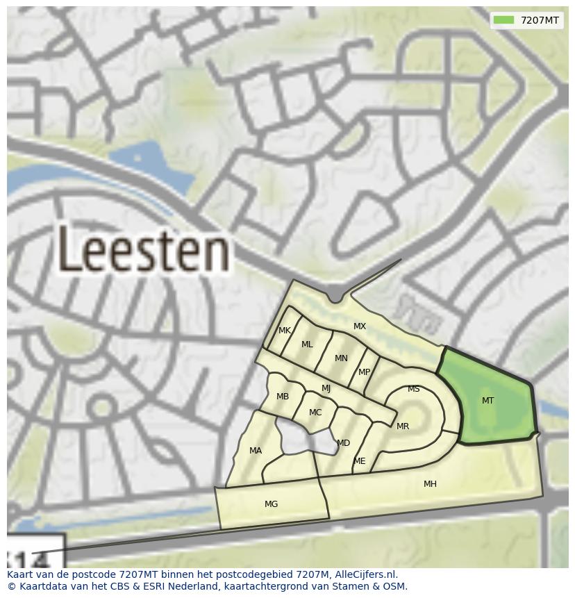 Afbeelding van het postcodegebied 7207 MT op de kaart.