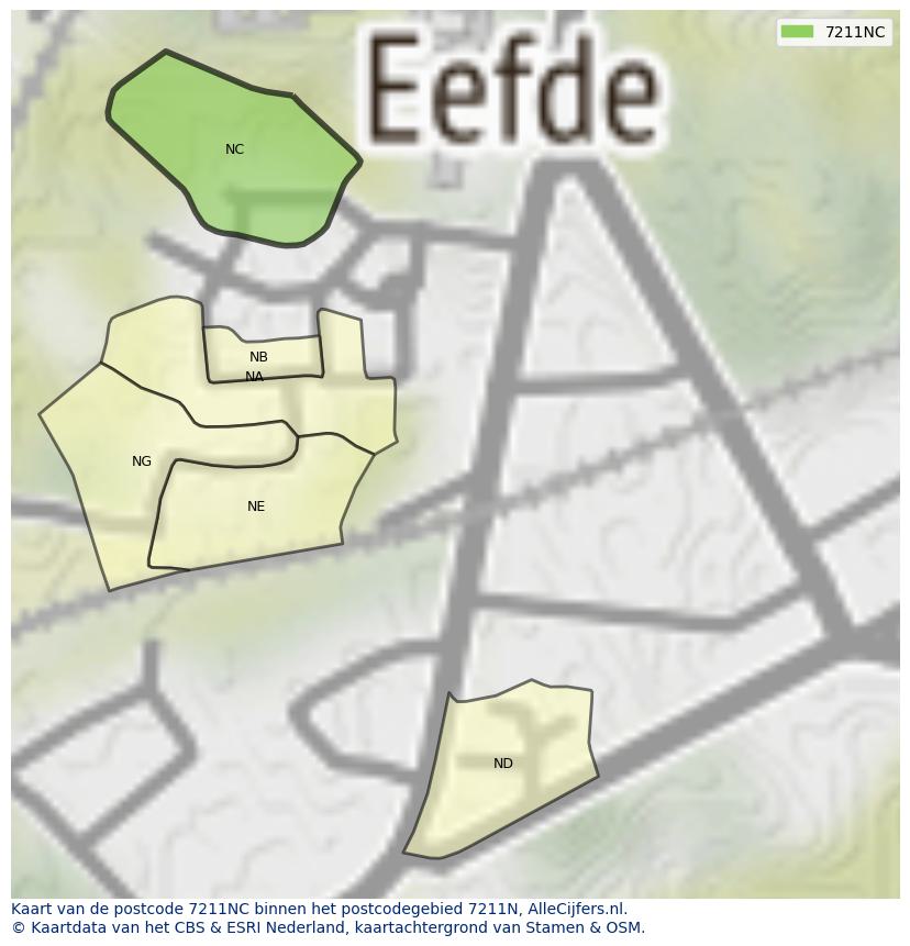 Afbeelding van het postcodegebied 7211 NC op de kaart.
