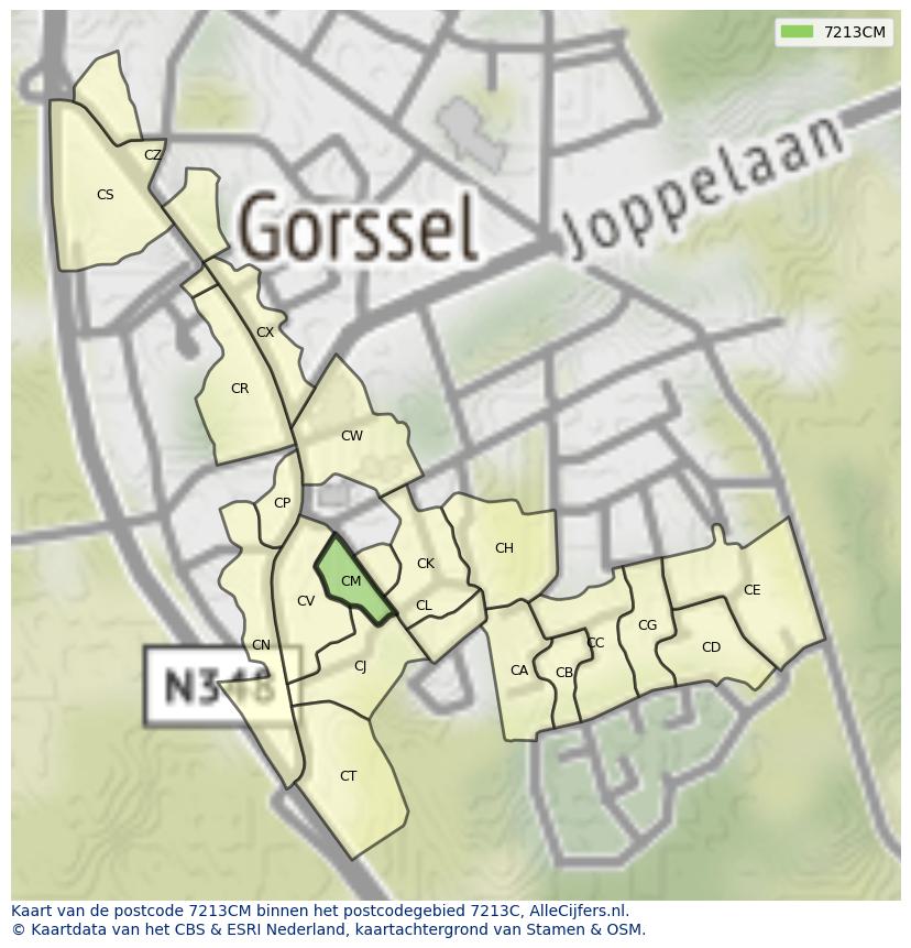 Afbeelding van het postcodegebied 7213 CM op de kaart.