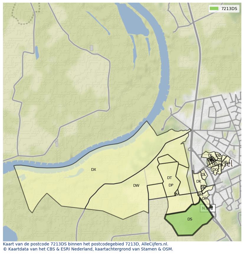Afbeelding van het postcodegebied 7213 DS op de kaart.