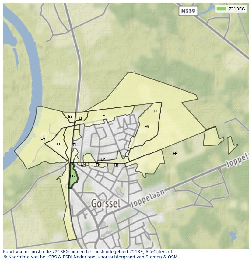 Afbeelding van het postcodegebied 7213 EG op de kaart.