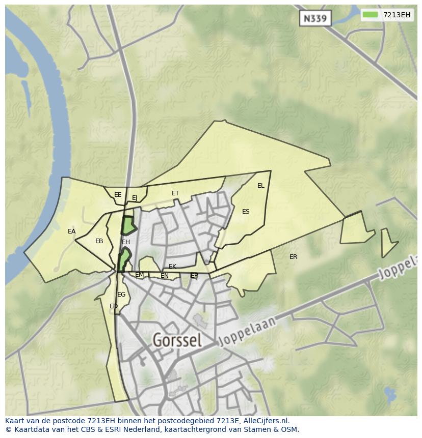 Afbeelding van het postcodegebied 7213 EH op de kaart.