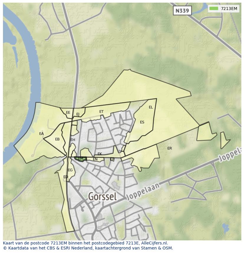 Afbeelding van het postcodegebied 7213 EM op de kaart.