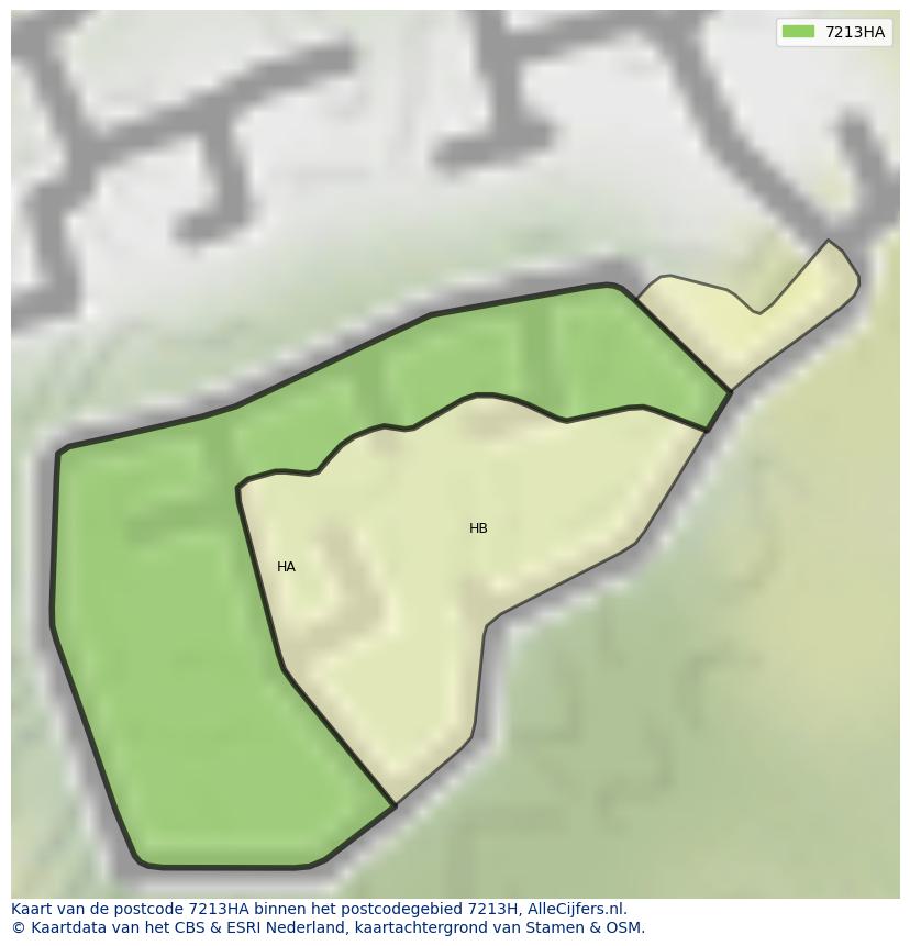 Afbeelding van het postcodegebied 7213 HA op de kaart.