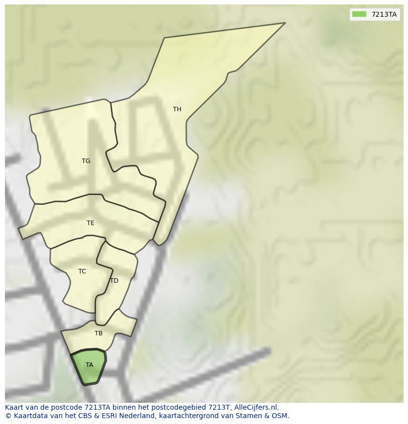 Afbeelding van het postcodegebied 7213 TA op de kaart.