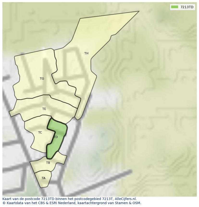 Afbeelding van het postcodegebied 7213 TD op de kaart.