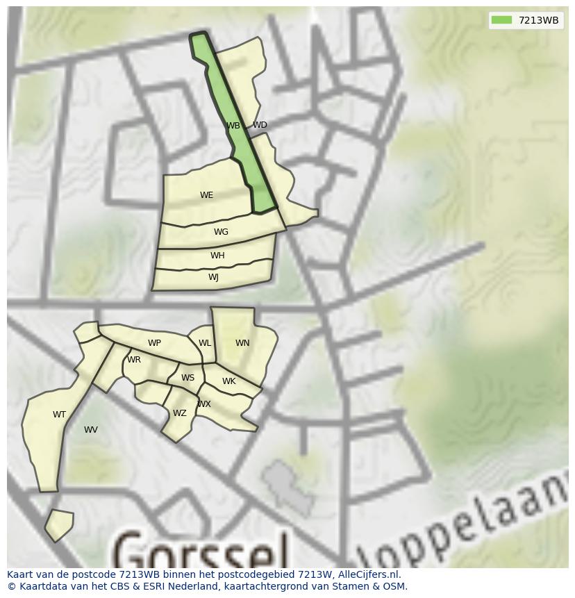 Afbeelding van het postcodegebied 7213 WB op de kaart.