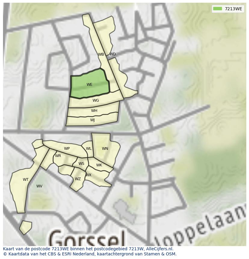 Afbeelding van het postcodegebied 7213 WE op de kaart.