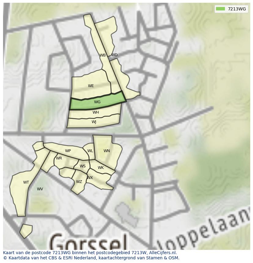 Afbeelding van het postcodegebied 7213 WG op de kaart.
