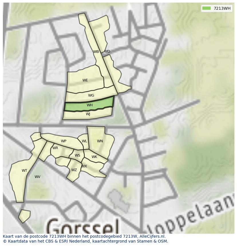 Afbeelding van het postcodegebied 7213 WH op de kaart.