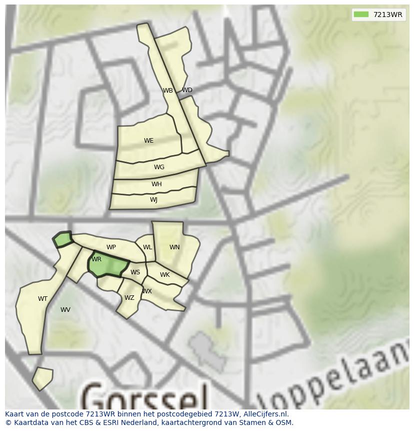 Afbeelding van het postcodegebied 7213 WR op de kaart.