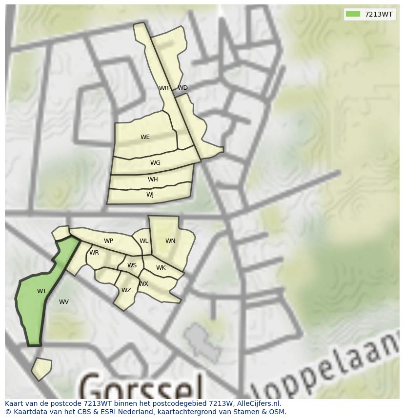 Afbeelding van het postcodegebied 7213 WT op de kaart.