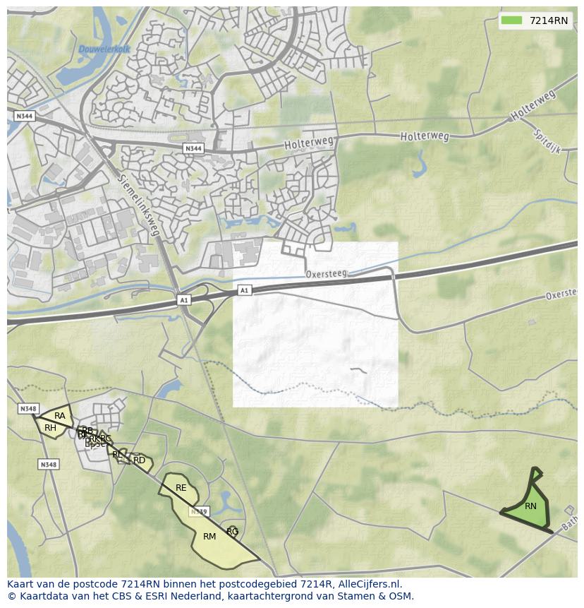 Afbeelding van het postcodegebied 7214 RN op de kaart.