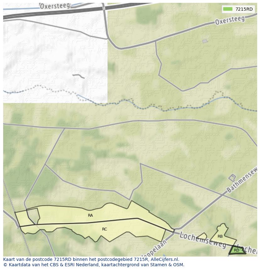 Afbeelding van het postcodegebied 7215 RD op de kaart.