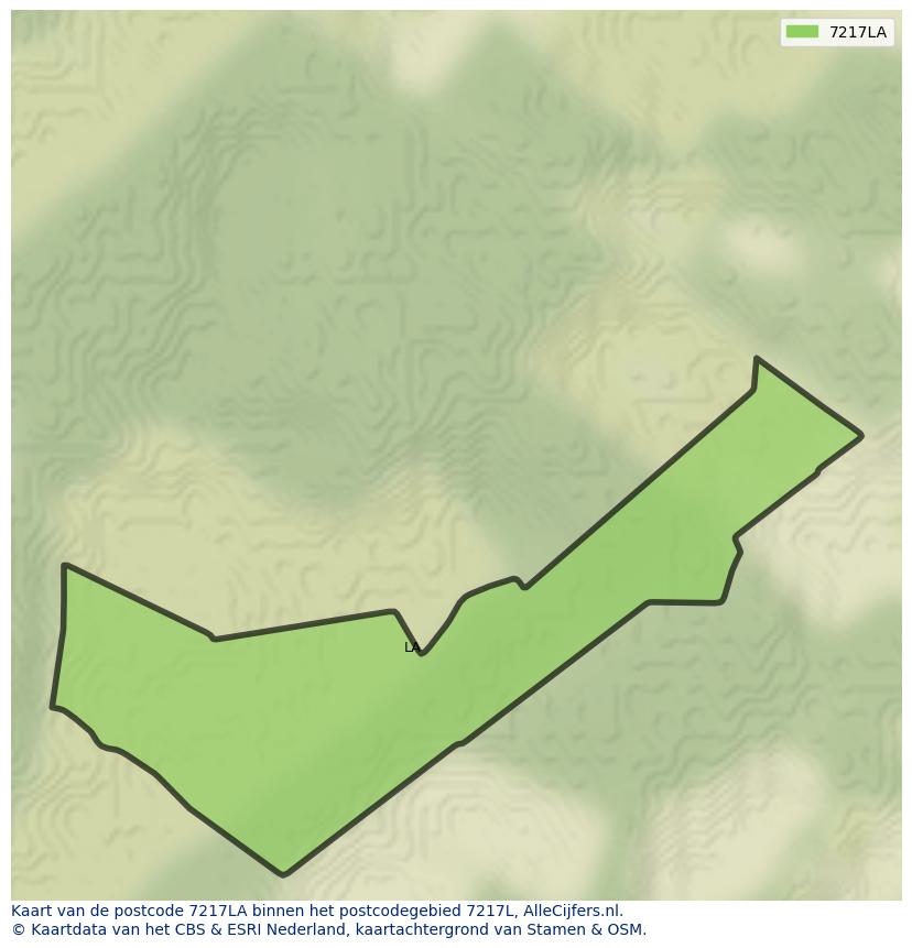 Afbeelding van het postcodegebied 7217 LA op de kaart.