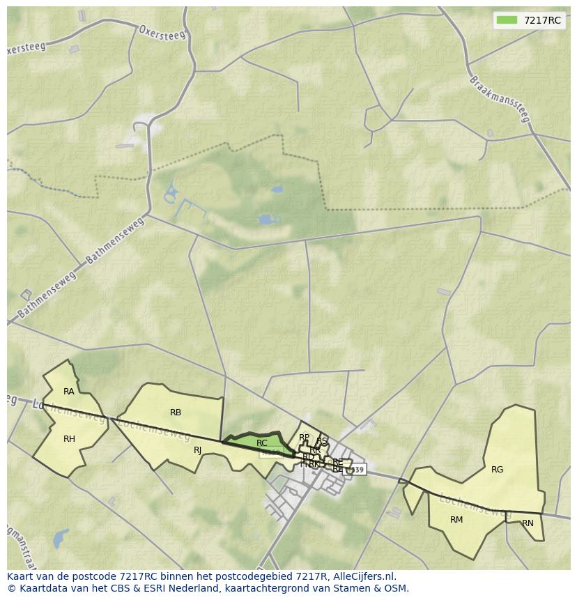 Afbeelding van het postcodegebied 7217 RC op de kaart.