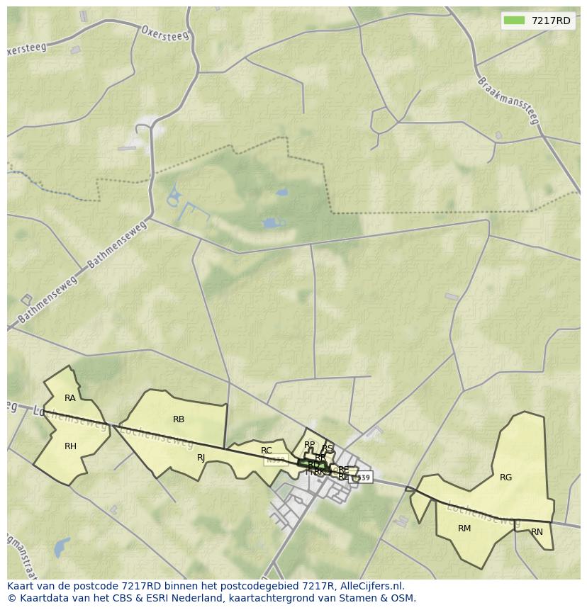 Afbeelding van het postcodegebied 7217 RD op de kaart.